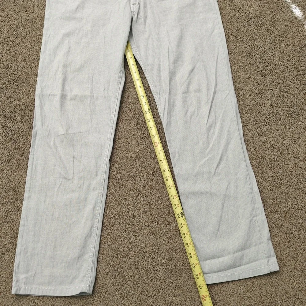 Brax Cooper Regular Fit Pants‎ Mens 38/32 Light Grey Cotton Stretch Micro Check